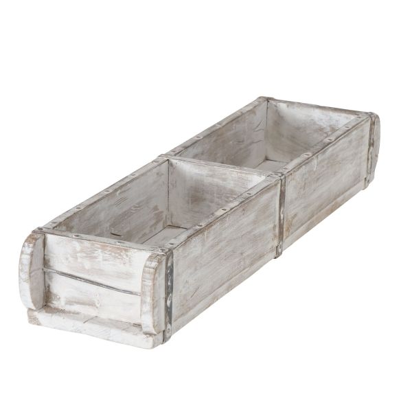 Box Rygge, H 9,00 cm, Recyceltes Holz, Natur, Off-White recyceltes Holz