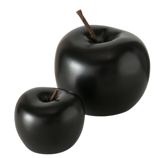 Dekoaufsteller Milani, Apfel, H 7 cm, Steingut, schwarz