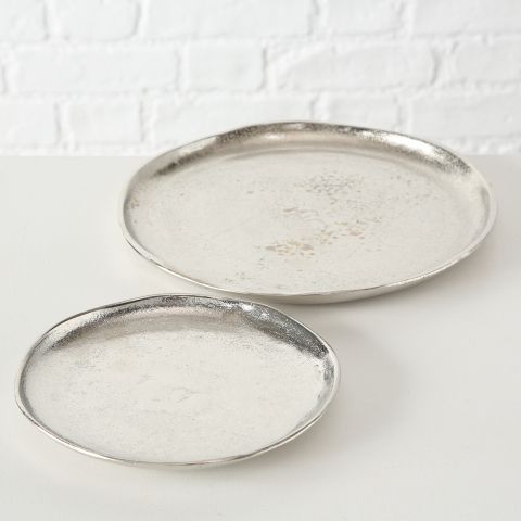 Teller Flaire, Nur für Dekozwecke, D 19-26 cm, Aluminium, Silber