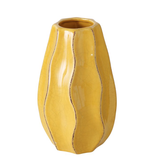 Vase Hilary, H 18 cm, Steingut, braun, gelb