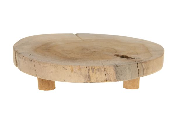 Teak plate on wooden feet ø 20x4cm