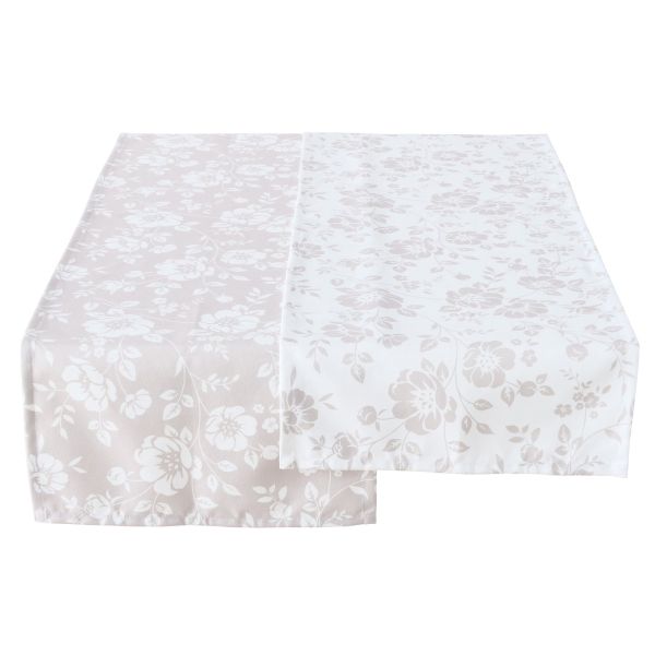 Tischläufer Herta, L 140,00 cm, Mehrfarbig, Nein, Beige, Weiß Polyester Farbmix
